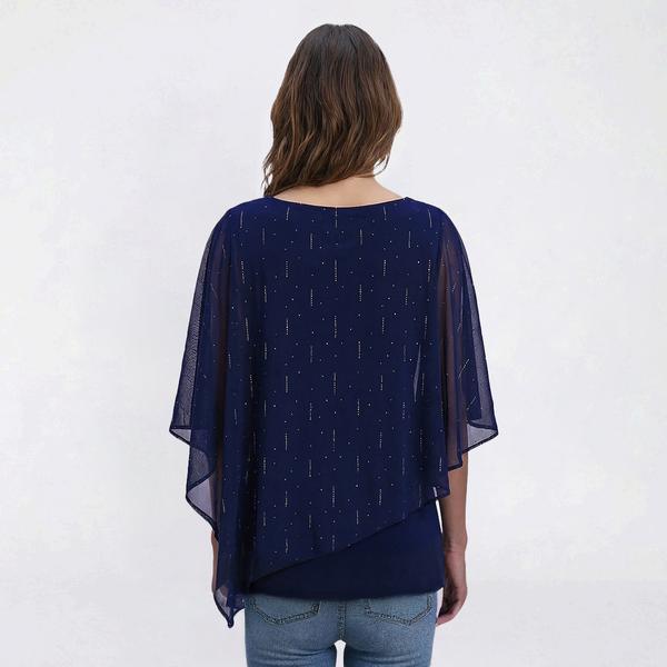 Petite MSK Metallic Solid Studded Accent Capelet Blouse alternate view